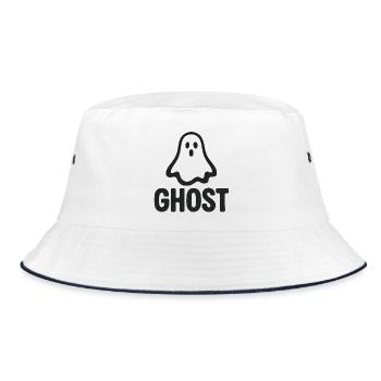 Lustiges Fantom-Design in Schwarz und Weiß - Bucket Hat - Weiß/Navy - Vorne