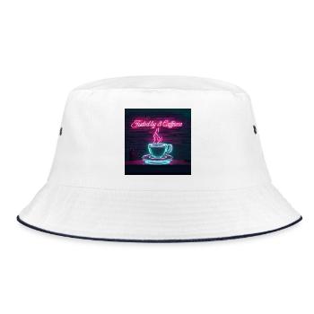 Neon Kaffeegenuss Zitate Design - Bucket Hat - Weiß/Navy - Vorne