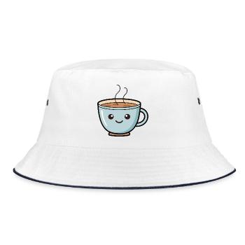 Conception mignonne de tasse à café Kawaii - Bob - blanc/marine - Devant