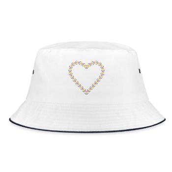 Rainbow Peace Heart Pattern - Bucket Hat - white/navy - Front