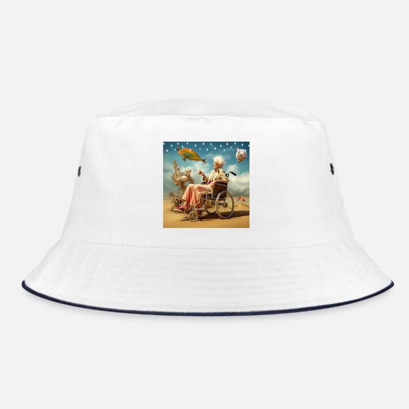 Surreal Senior Space Beach Fish Adventure Bucket Hat