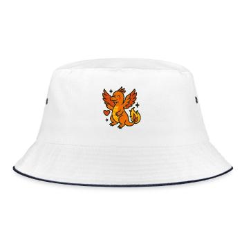 Dino_mit_Herz_im_Herbst - Bucket Hat - white/navy - Front