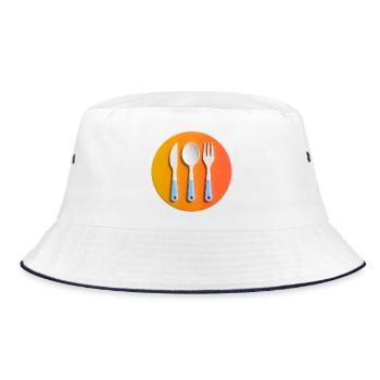Colourful cutlery on coloured plate - Bucket Hat - white/navy - Front