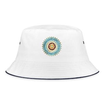 Abstraktes Zen Mandala Design - Bucket Hat - Weiß/Navy - Vorne