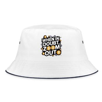 Cryptocurrency Motivation Design, Zoom Out  - Bucket Hat - white/navy - Front