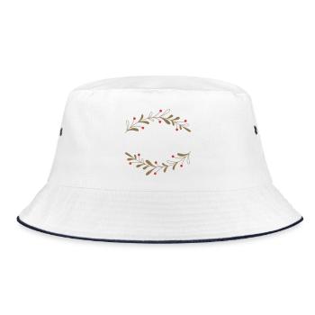 Filigree autumn leaf wreath - Bucket Hat - white/navy - Front