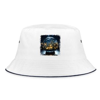 Faszinierende Zauberwelt im Glaskugel-Design - Bucket Hat - Weiß/Navy - Vorne