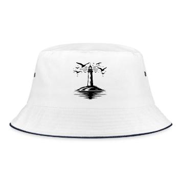 Lighthouse Tattoo Coastal Light for Coast Guard - Bucket Hat - white/navy - Front