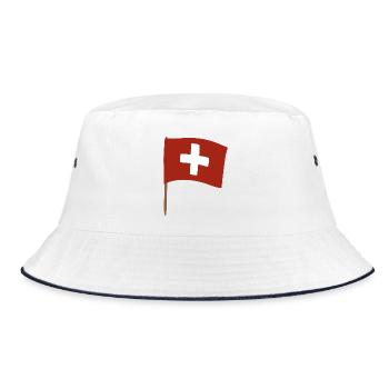 Swiss Cross Flag Design for Apparel - Bucket Hat - Weiß/Navy - Vorne