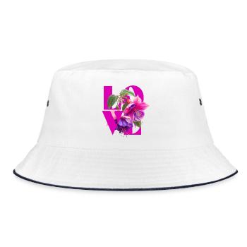 Floral Love with Vibrant Fuchsia and Purple - Bucket Hat - white/navy - Front