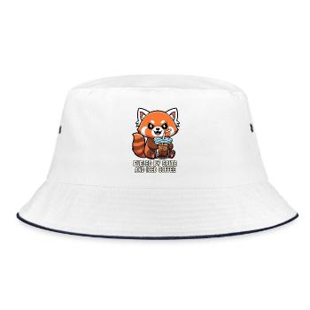 Cheeky Raccoon Coffee Meme Design - Bucket Hat - white/navy - Front