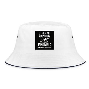Insomnia Meme Graphic Tee - Bucket Hat - white/navy - Front