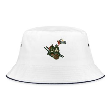 Mittelalterliches Krieger-Duo mit künstlerischer Ästhetik - Bucket Hat - Weiß/Navy - Vorne