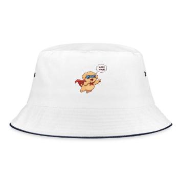 Super dog logo on funny bag - Bucket Hat - white/navy - Front