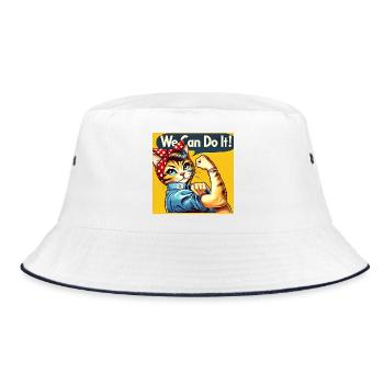 Empowered Kitty Rosie, Love Cats  - Bucket Hat - white/navy - Front