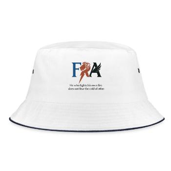 Design mit Löwenporträt und Ästhetik - Bucket Hat - Weiß/Navy - Vorne