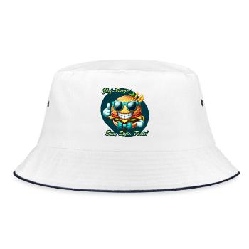 Sunny Chef Burger Cartoon Design - Bucket Hat - white/navy - Front