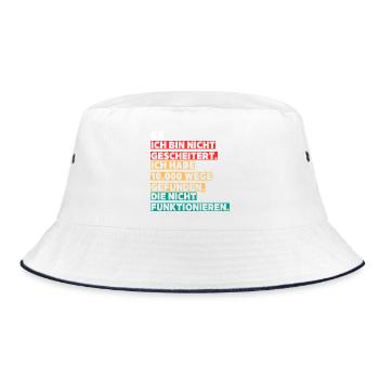 Motivational Saying Design in Color Blocking - Bucket Hat - white/navy - Front