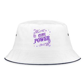 Weiblichkeit Durchsetzungsfähiges westliches Blumendesign - Bucket Hat - Weiß/Navy - Vorne