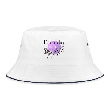 Each_day_is_a_gift - Bucket Hat - white/navy - Front
