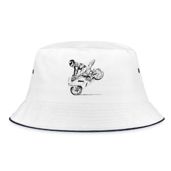 Motorcycle stunt - Bucket Hat - Weiß/Navy - Vorne