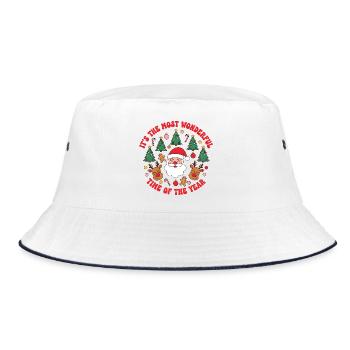 X-mas - It's the most wonderful time of the year - Bucket Hat - Weiß/Navy - Vorne