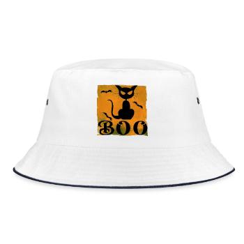 T-shirt d’Halloween avec texte chat et boo - Bob - blanc/marine - Devant