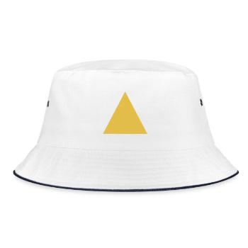 Geometric triangle motif in gold - Bucket Hat - white/navy - Front