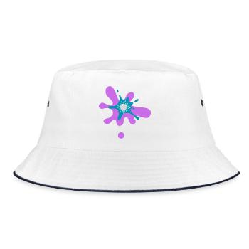 Abstract Paint Splash Print - Bucket Hat - white/navy - Front