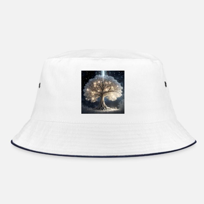 Leuchtender Baum der Träume - Bucket Hat - Weiß/Navy