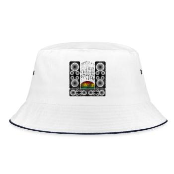 Reggae Sound System Design - Bucket Hat - white/navy - Front