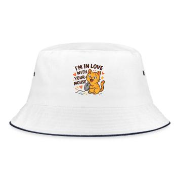 Lovely cat in love with mouse - Bucket Hat - white/navy - Front
