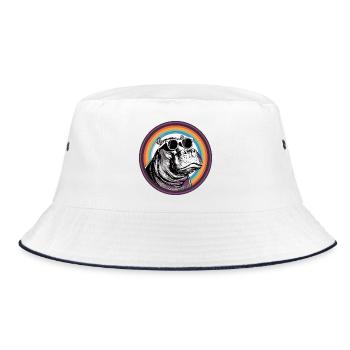 Nilpferd Sonnenbrille Comic - Bucket Hat - Weiß/Navy - Vorne