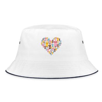 Cute Kawaii Figures Heart - Bucket Hat - white/navy - Front