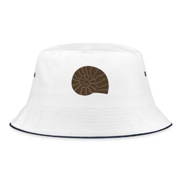 Elegant Ammonite Fossil Pattern Design - Bucket Hat - white/navy - Front