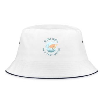 Slow Soul in a Fast World - Bucket Hat - white/navy - Front