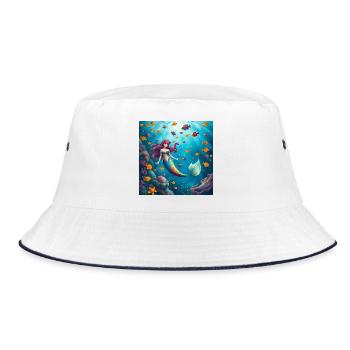 Unterwasser Mermaid Farbenspiel - Bucket Hat - Weiß/Navy - Vorne