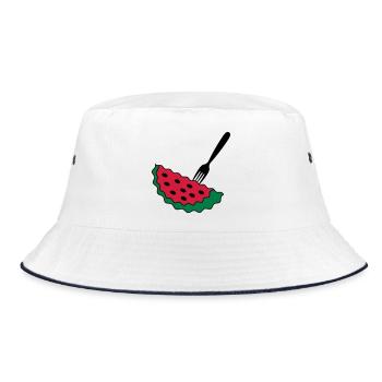 Melon with fork - Bucket Hat - white/navy - Front