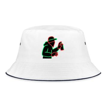 Neon Graffiti Sprayer Silhouette - Bucket Hat - Weiß/Navy - Vorne