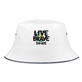 LIVE BRAVE – STOP ARMS against war and violence - Bucket Hat - white/navy - Front