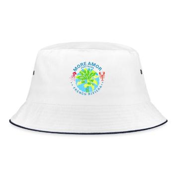 Tropische Palme Côte d'Azur - Bucket Hat - Weiß/Navy - Vorne