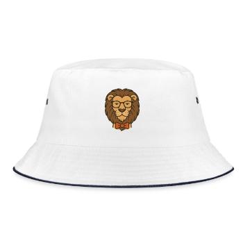 Lion with glasses and bow tie - Bucket Hat - white/navy - Front