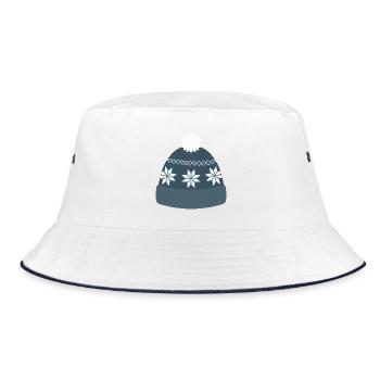Nordic Snowflake Mütze - Bucket Hat - Weiß/Navy - Vorne