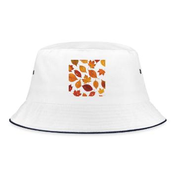 Autumn Leaf Pattern - Bucket Hat - white/navy - Front