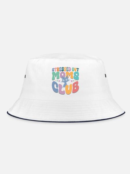mom life graphic tee - Bucket Hat - Weiß/Navy - Vorne