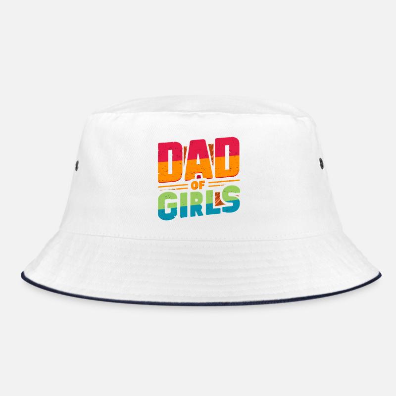 Vater von Mädchen Regenbogen, Väter - Bucket Hat - Weiß/Navy
