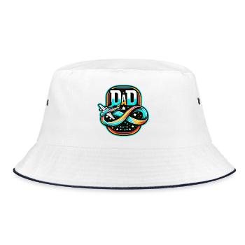 Dad Flight Emblem, Pilot Father  - Bucket Hat - white/navy - Front