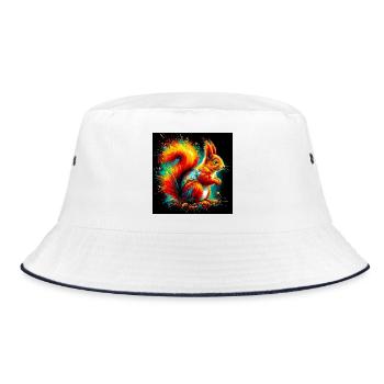 Eichhörnchen - Bucket Hat - Weiß/Navy - Vorne