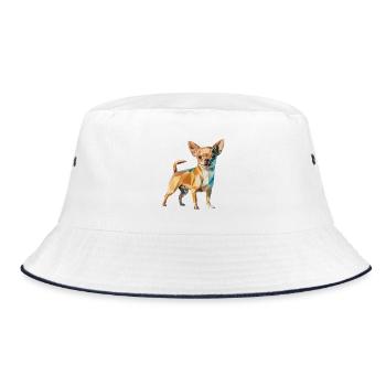 Chihuahua - Cooles Low-Poly-Logo - Bucket Hat - Weiß/Navy - Vorne