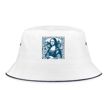 Motif Mona-Lisa moderne bleu avec imprimé vagues - Bob - blanc/marine - Devant
